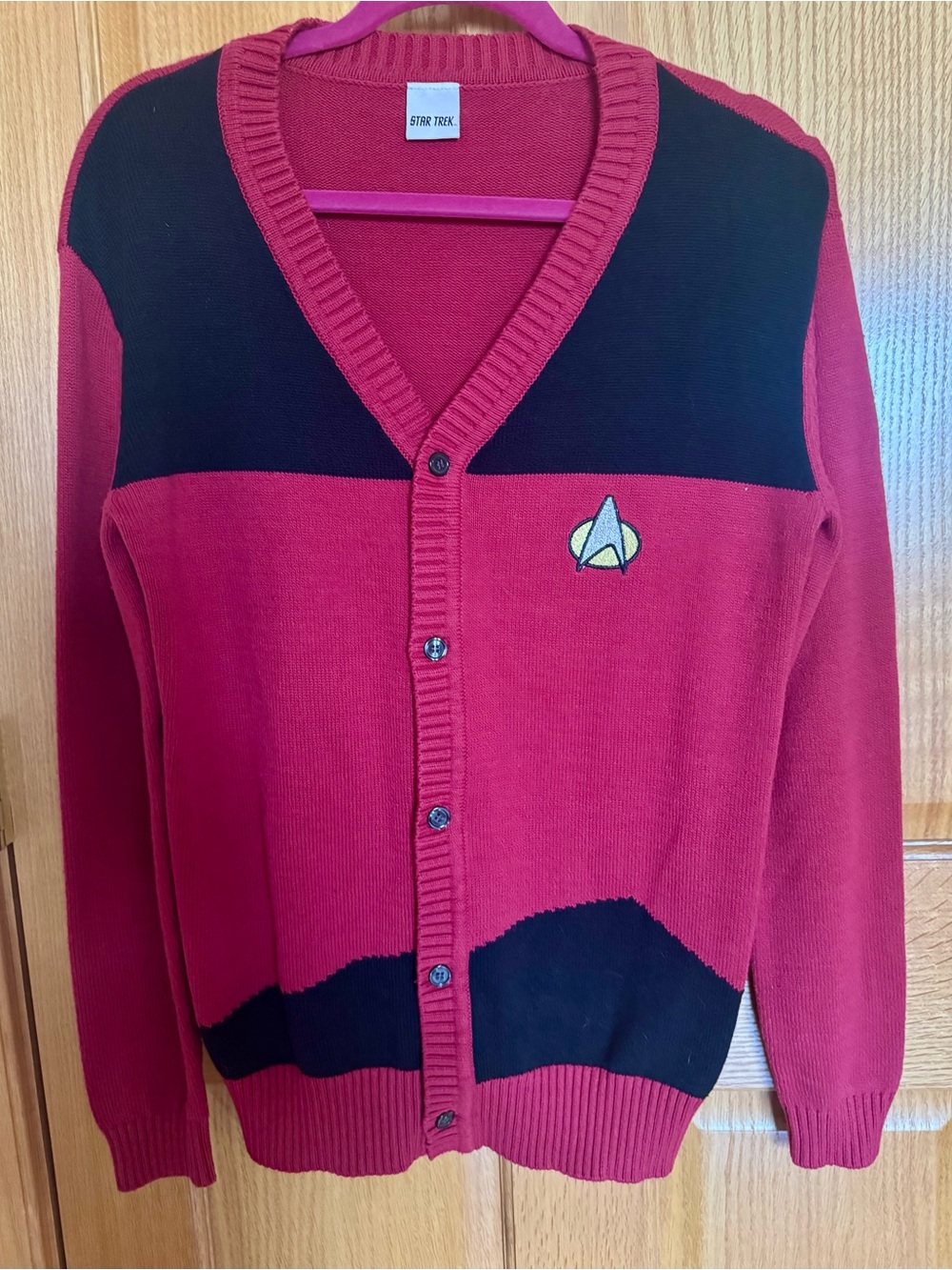 Star Trek Men’s Red & Black Cardigan Sweater